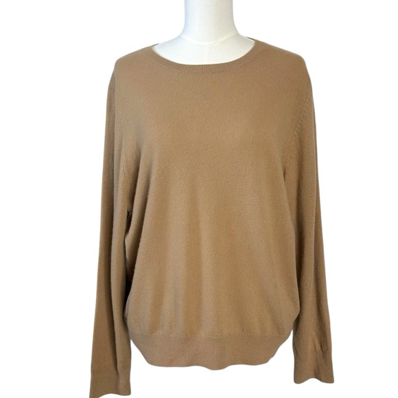 Quince 100% Cashmere Crewneck Sweater Natural Tan Neutral Brown XL Fall Winter - Picture 3 of 8